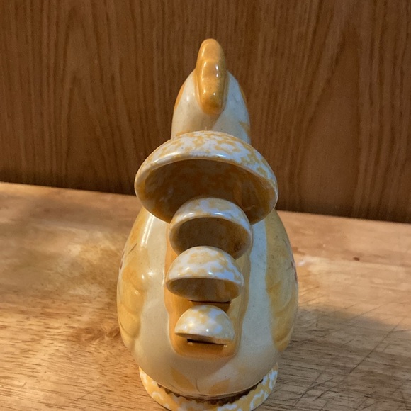 Yellow Floral Ceramic Chicken Figurine with measuring spoons - Picture 6 of 7